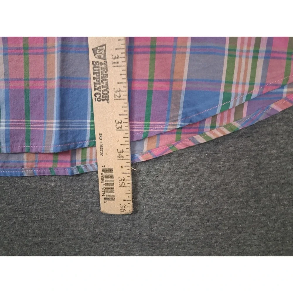Lands End Mens Shirt 3XLT Blue Multi Plaid Coastal Resort 100% Cotton Spring‎